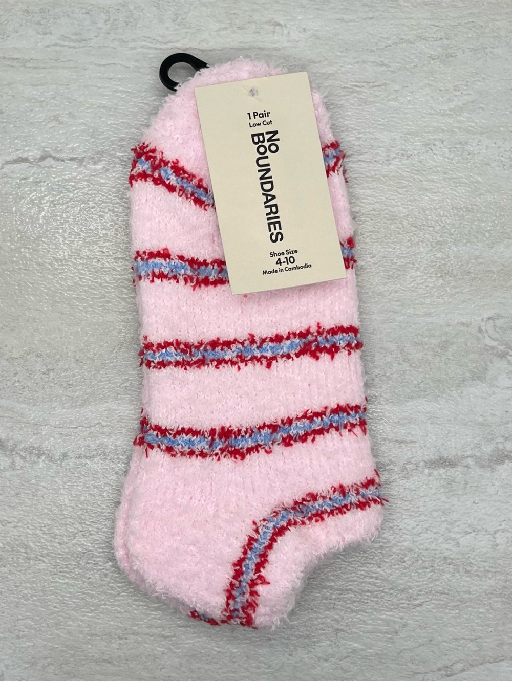 🫧 $2 Light Pink Fuzzy Socks with Stripes by No Boundaries ~ NWT